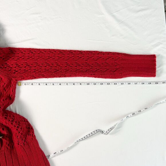 Old Navy Womens S Sweater Wool Angora Shawl Collar Lace Red Cottagecore Regency - Picture 9 of 12